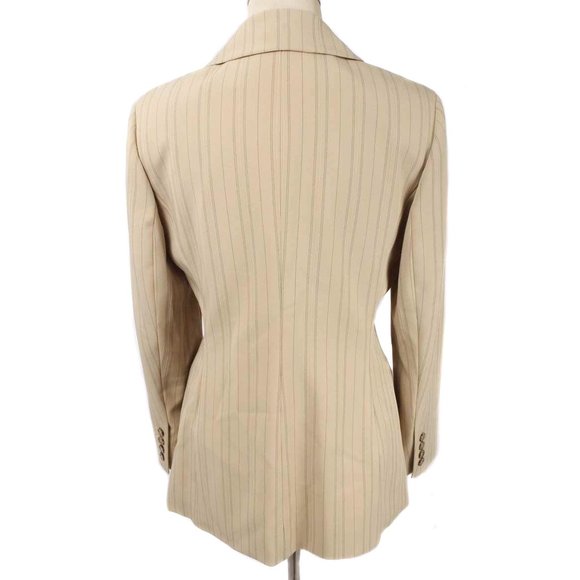 ANNE KLEIN Tan & Black Stripe 3 Button Blazer NWT - Picture 3 of 4